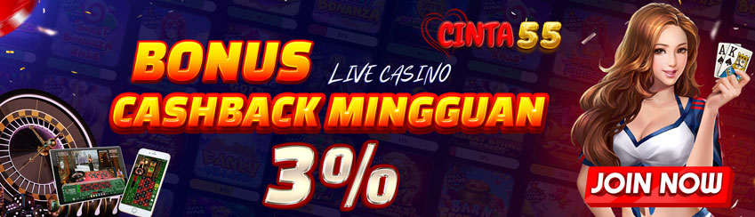 Bonus Mingguan Live Casino 3%